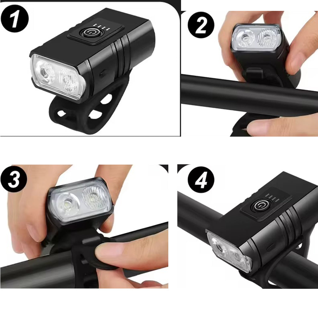 Lumière avant vélo LED USB pour vélo et VTT, 6 modes d'éclairage