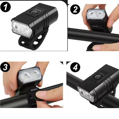 Lumière avant vélo LED USB pour vélo et VTT, 6 modes d'éclairage